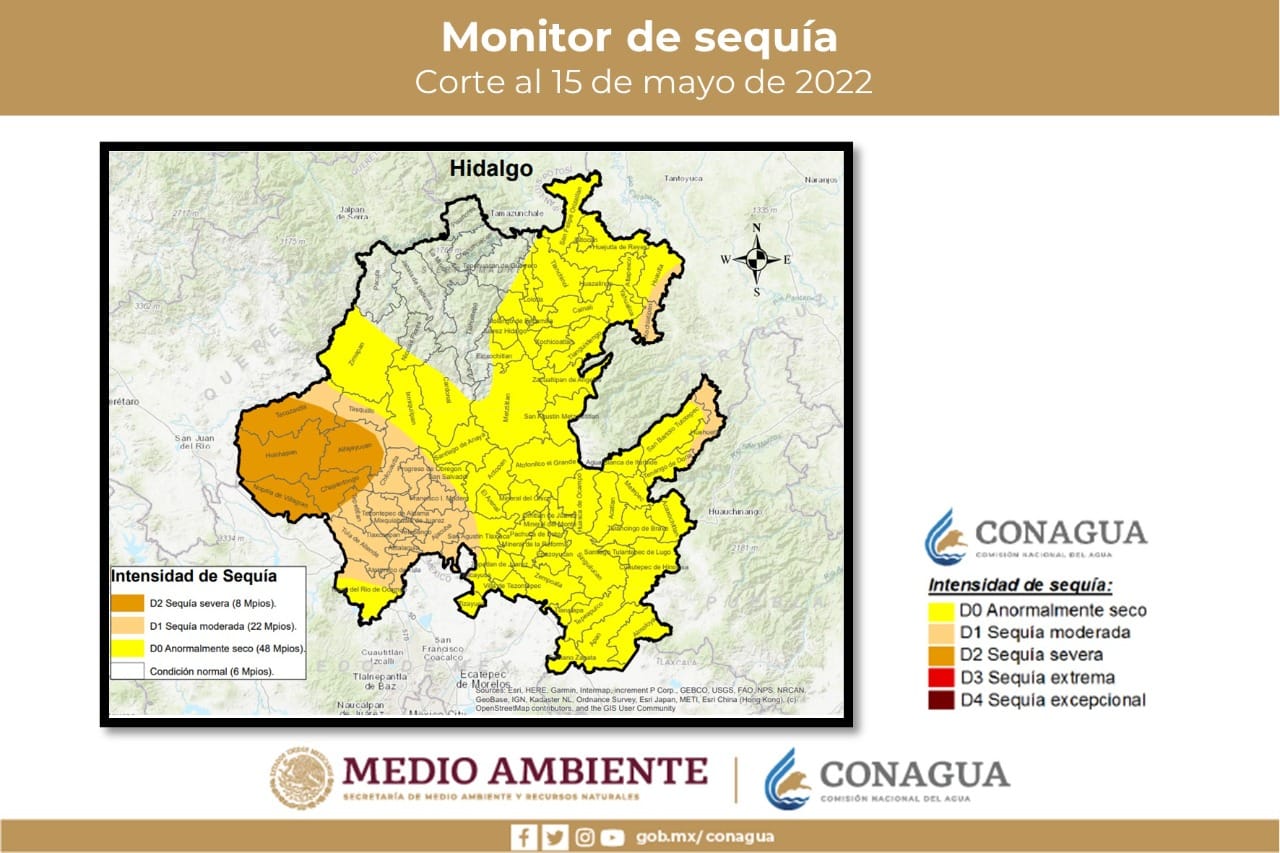 Ocho municipios de Hidalgo se encuentran en sequía severa