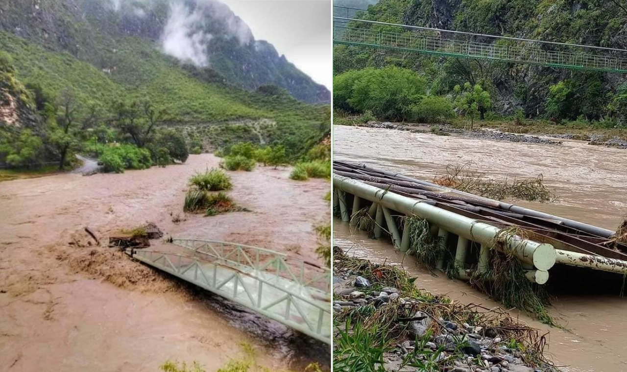 Río arrasa con puente vehicular en Tlahuiltepa