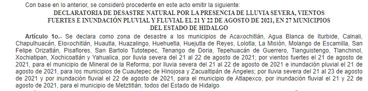 Desastre natural municipios